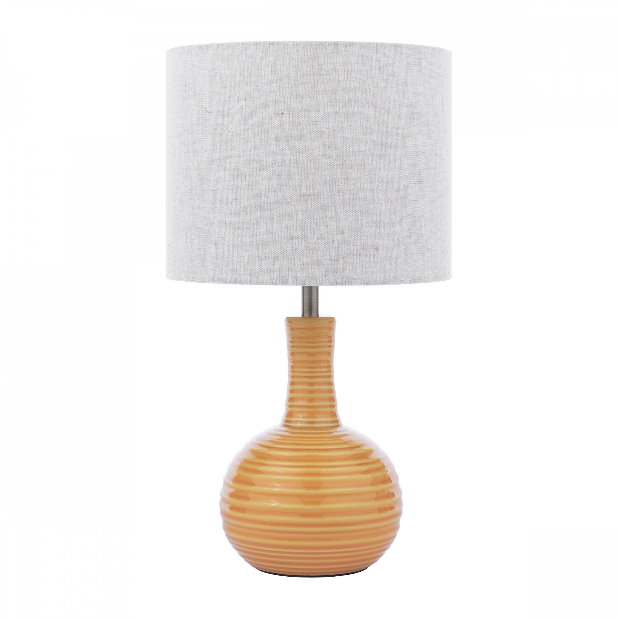 Padley Ceramic Table Lamp In Ochre With Natural Linen Shade LA3756519-Q