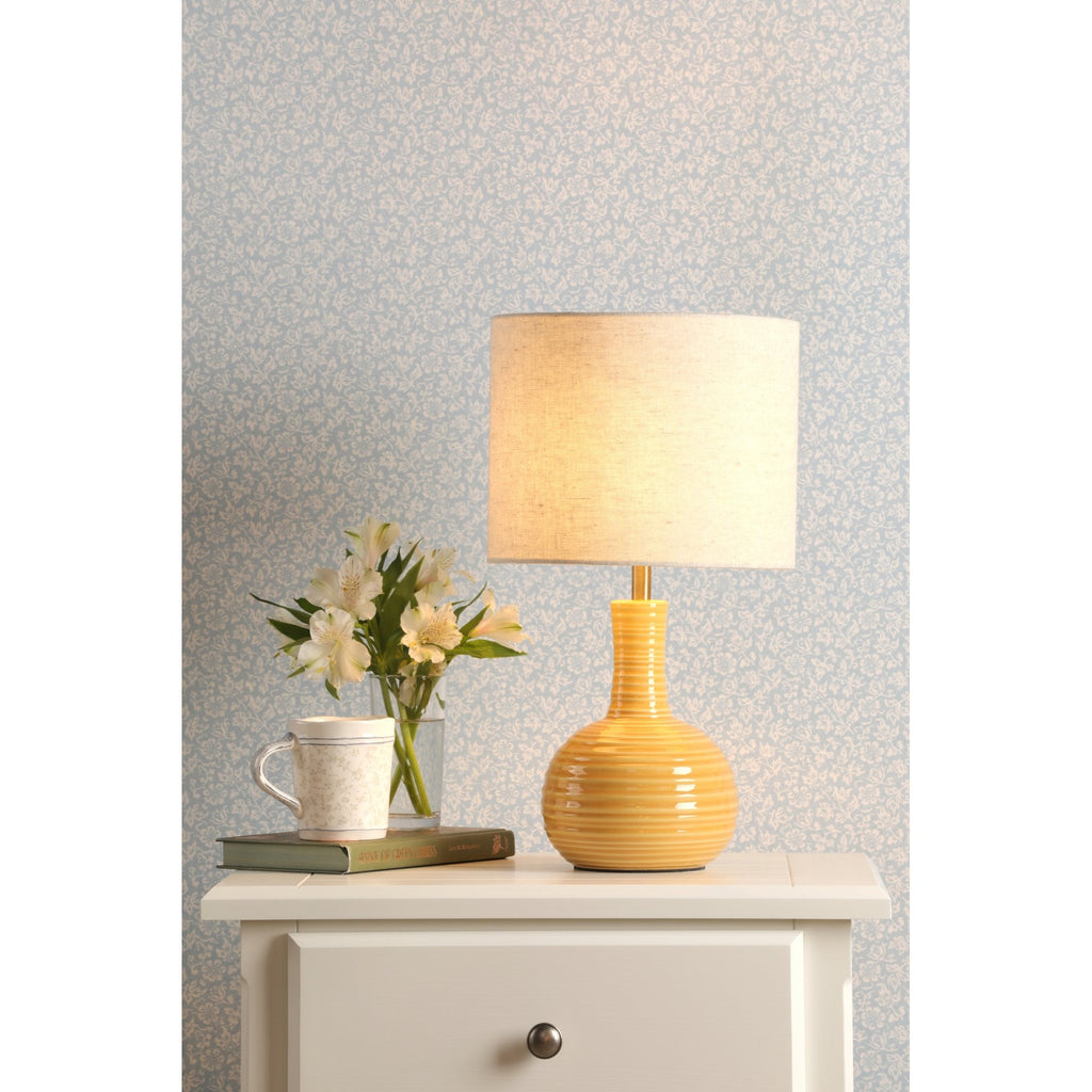 Padley Ceramic Table Lamp In Ochre With Natural Linen Shade LA3756519-Q