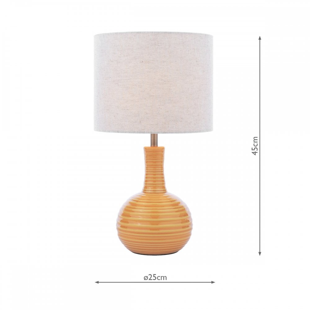 Padley Ceramic Table Lamp In Ochre With Natural Linen Shade LA3756519-Q