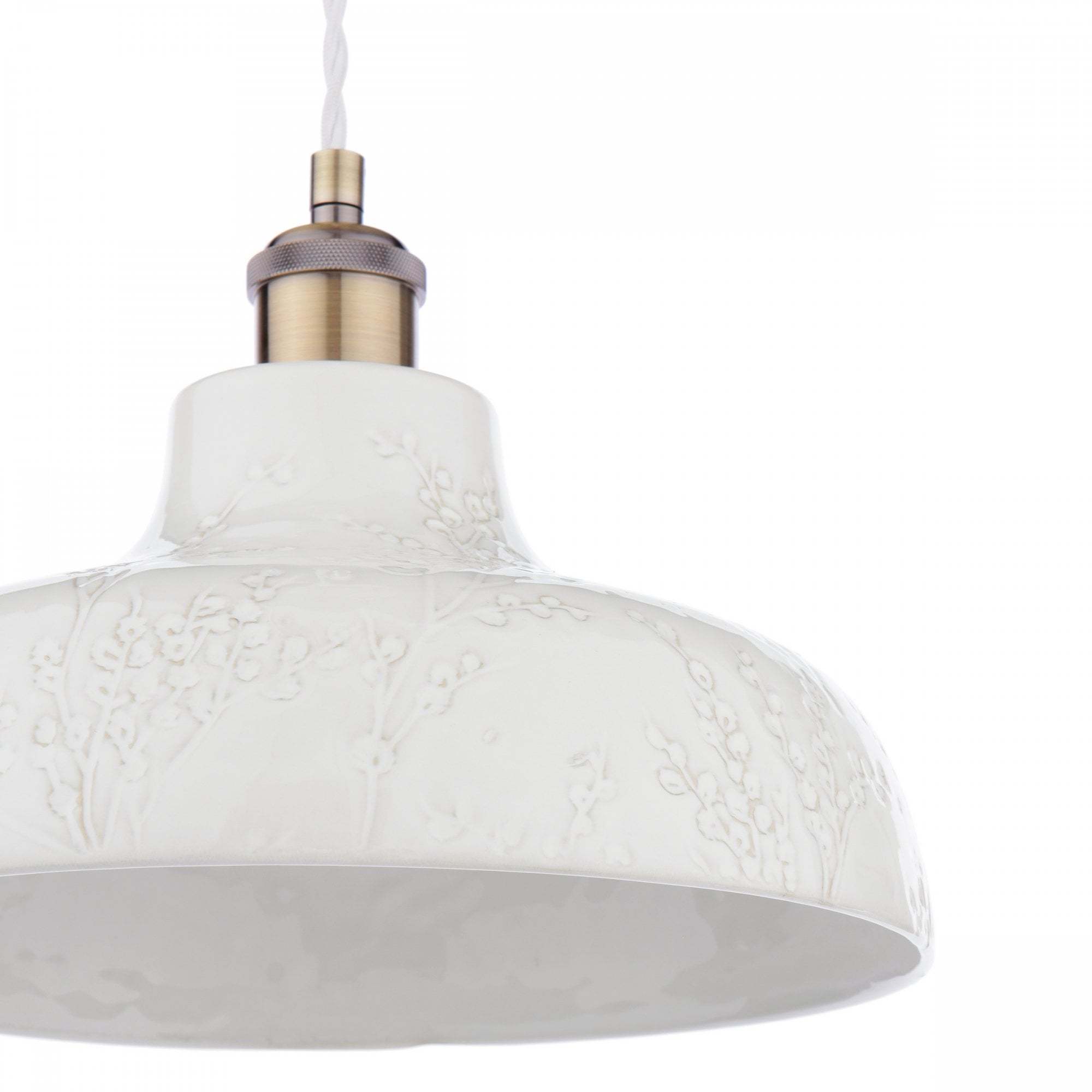 Pussywillow Ceiling Pendant Light In Antique Brass Finish With White Ceramic Shade LA3756622-Q