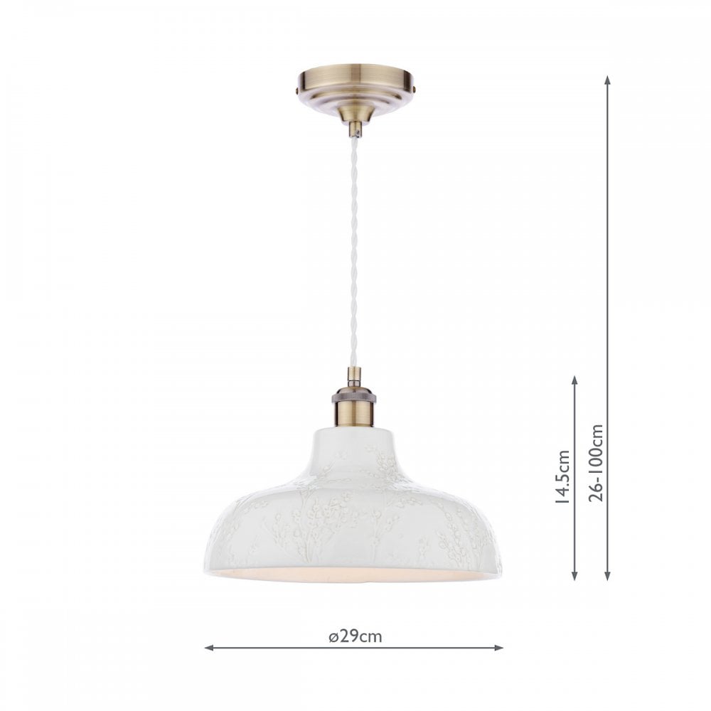 Pussywillow Ceiling Pendant Light In Antique Brass Finish With White Ceramic Shade LA3756622-Q