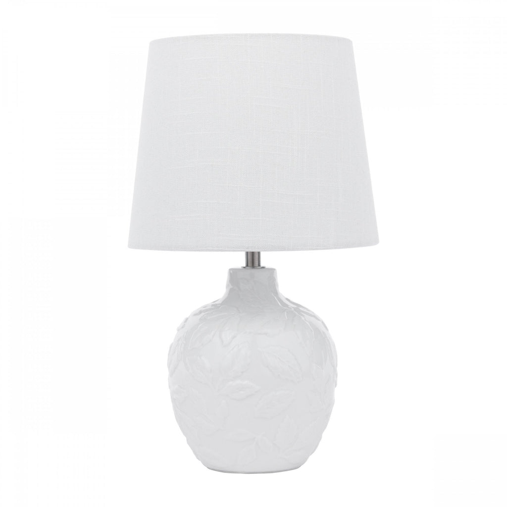 Redhall White Ceramic Table With Cream Linen Shade LA3756521-Q