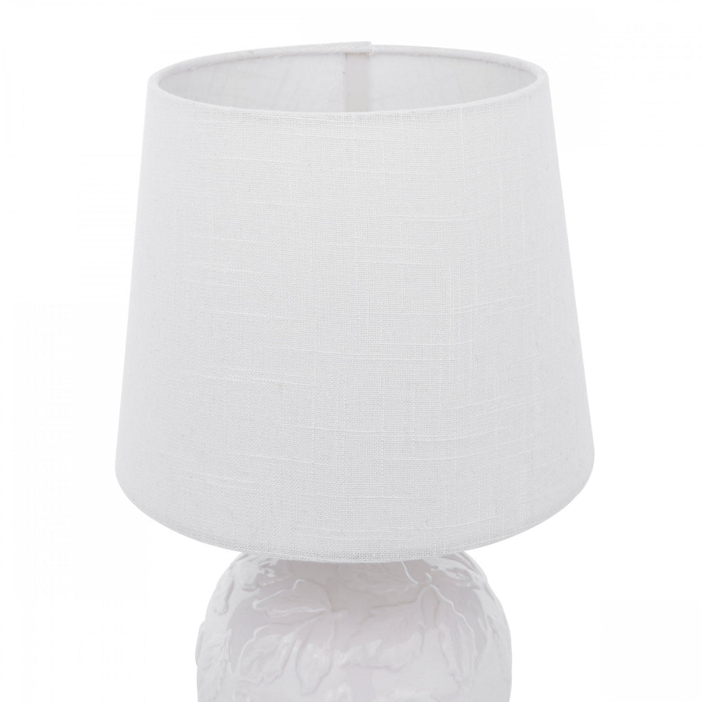 Redhall White Ceramic Table With Cream Linen Shade LA3756521-Q