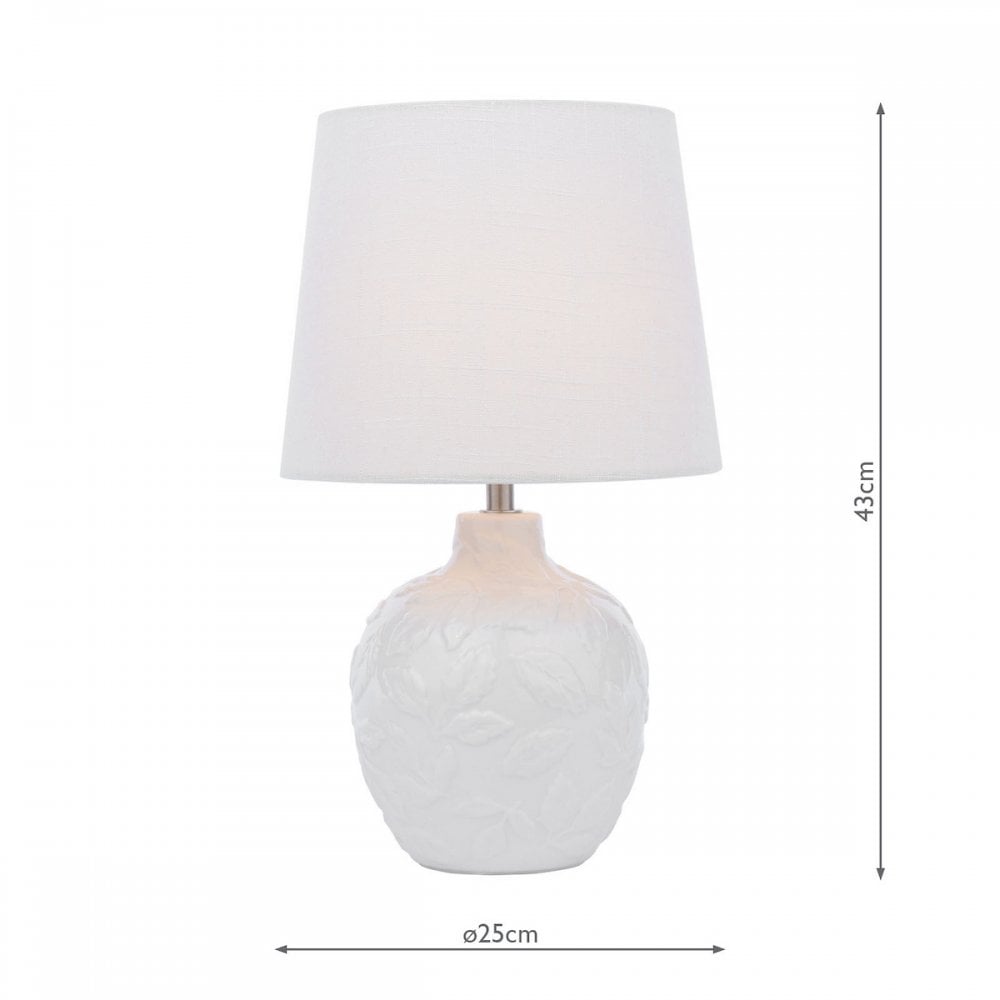 Redhall White Ceramic Table With Cream Linen Shade LA3756521-Q
