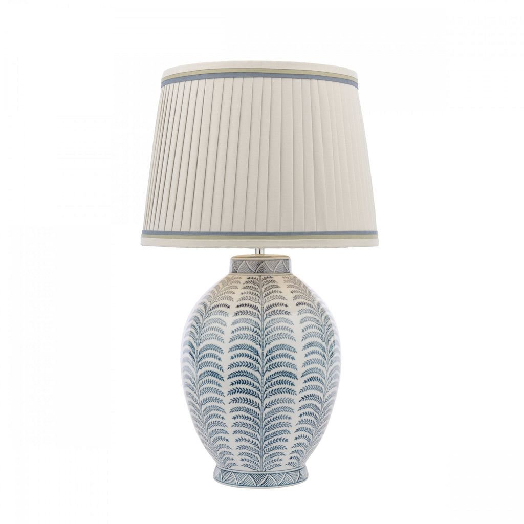 Stannard Elegant Blue Ceramic Table Lamp With Natural Faux Silk Shade LA3756620-Q