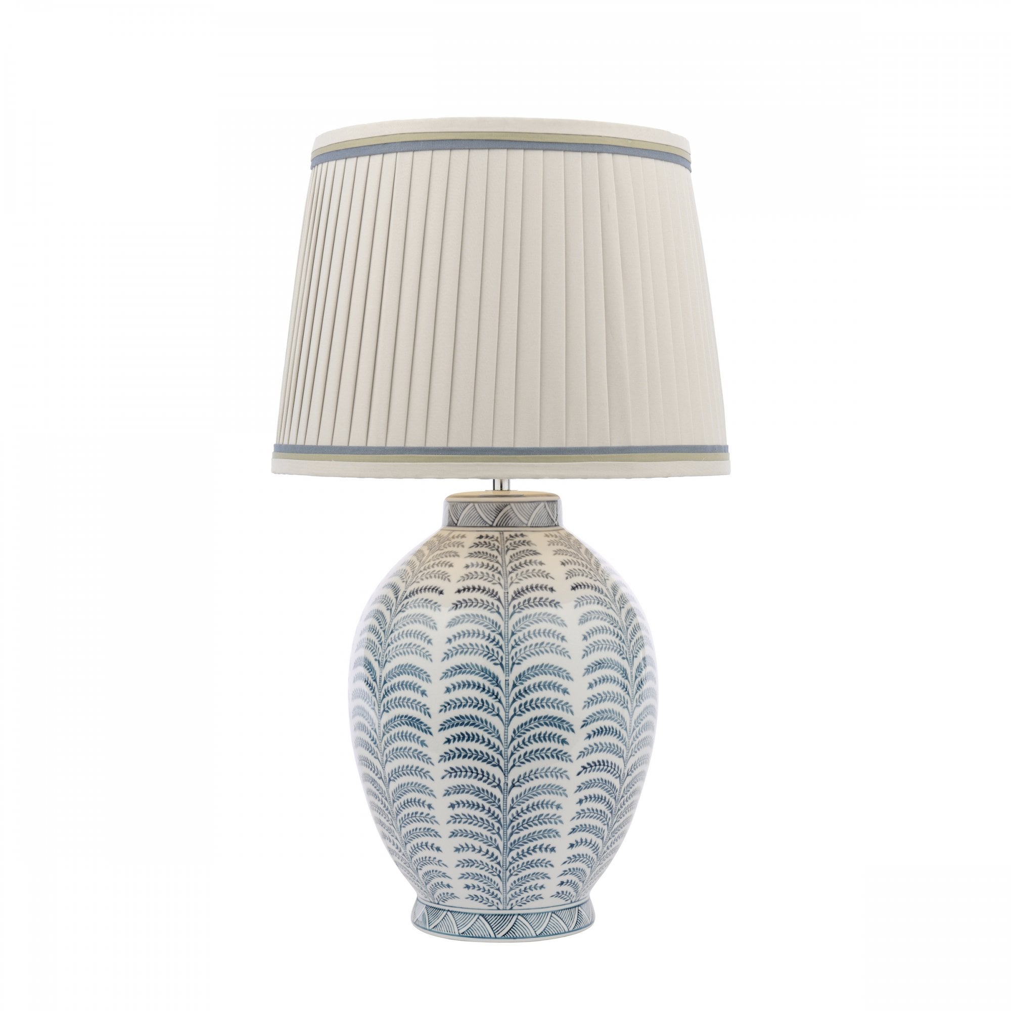 Stannard Elegant Blue Ceramic Table Lamp With Natural Faux Silk Shade LA3756620-Q