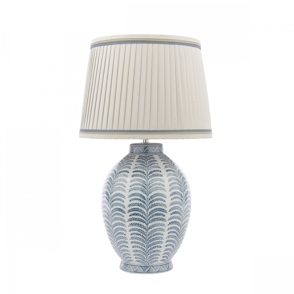 Stannard Elegant Blue Ceramic Table Lamp With Natural Faux Silk Shade LA3756620-Q