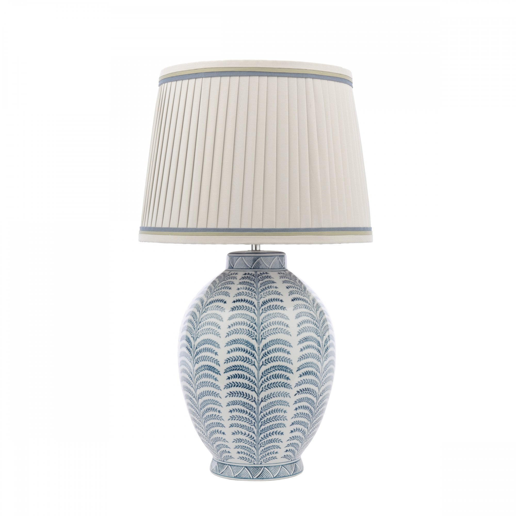 Stannard Elegant Blue Ceramic Table Lamp With Natural Faux Silk Shade LA3756620-Q