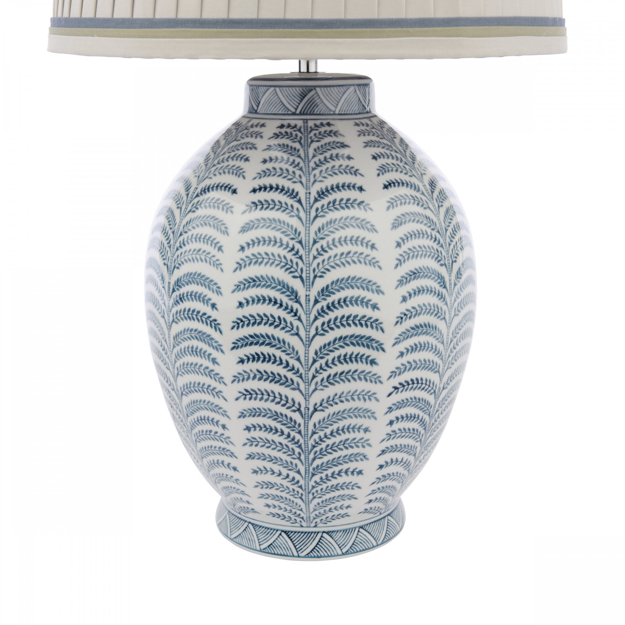 Stannard Elegant Blue Ceramic Table Lamp With Natural Faux Silk Shade LA3756620-Q