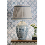 Stannard Elegant Blue Ceramic Table Lamp With Natural Faux Silk Shade LA3756620-Q
