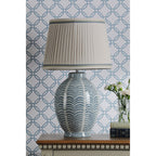 Stannard Elegant Blue Ceramic Table Lamp With Natural Faux Silk Shade LA3756620-Q