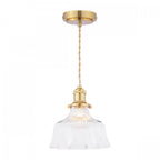 Theodore Single Ceiling Pendant Light In Antique Brass With Ribbed Glass LA3756511-Q