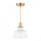 Theodore Single Ceiling Pendant Light In Antique Brass With Ribbed Glass LA3756511-Q