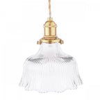 Theodore Single Ceiling Pendant Light In Antique Brass With Ribbed Glass LA3756511-Q