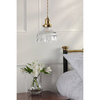 Theodore Single Ceiling Pendant Light In Antique Brass With Ribbed Glass LA3756511-Q
