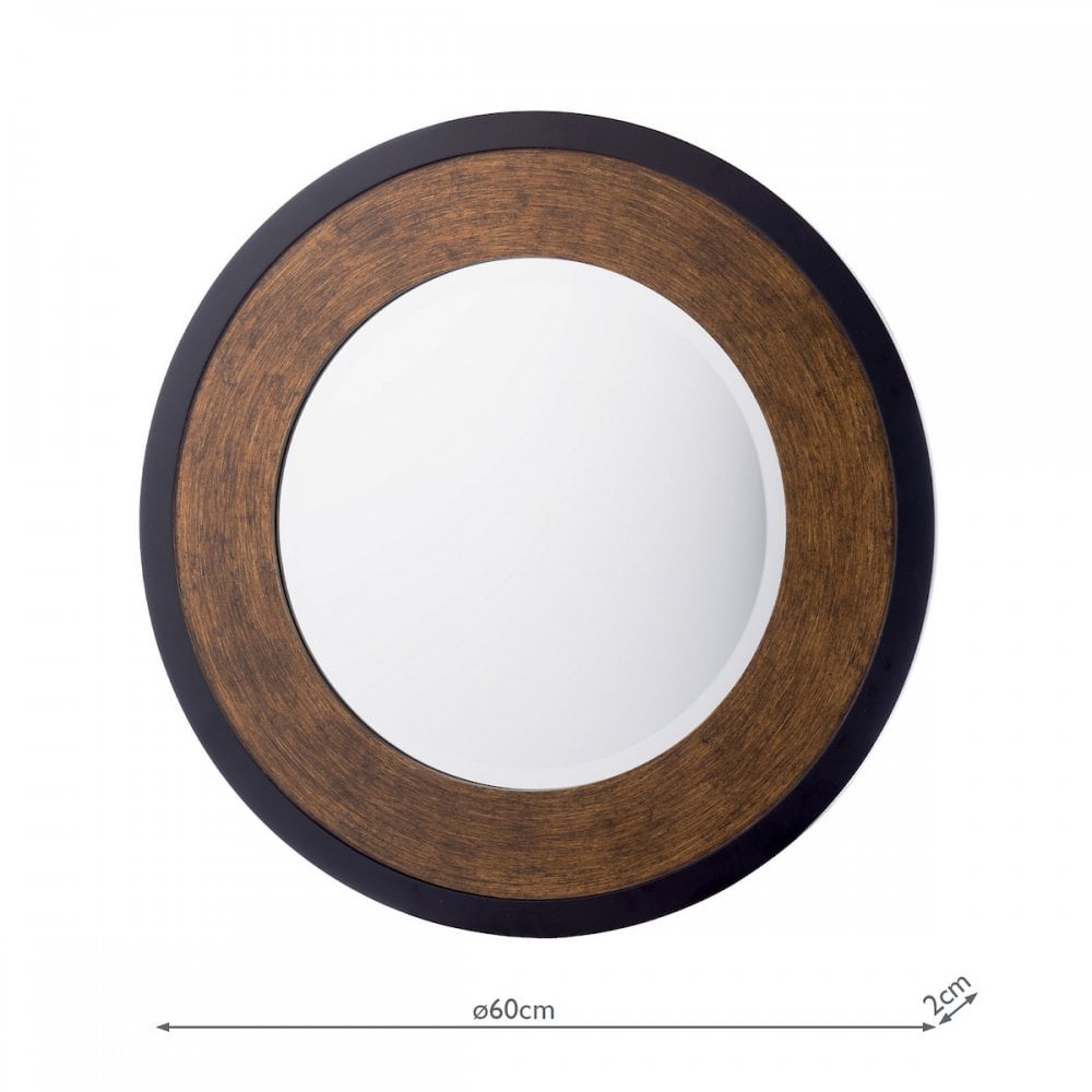 Cara Mirror Round Mirror In Mottled Bronze And Black Finish 60cm LA3756562-Q