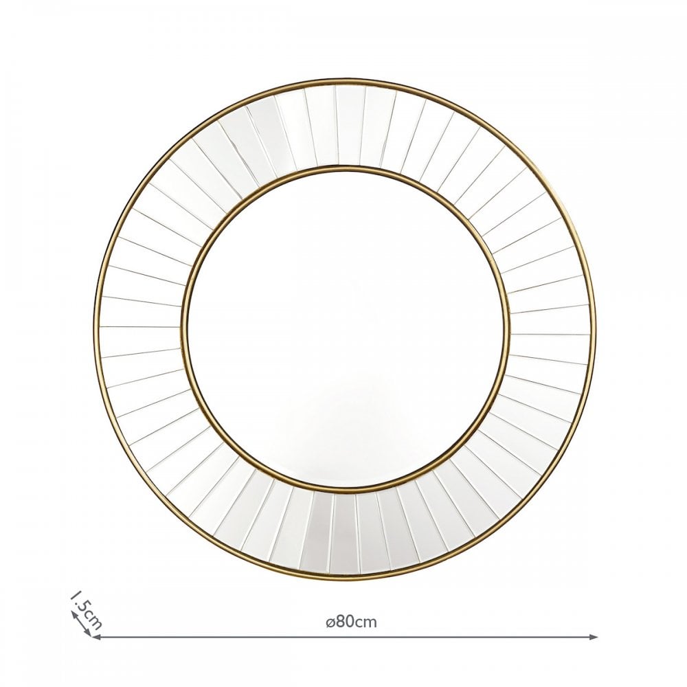 Clemence Round Mirror In Gold Leaf Finish 80cm LA3756121-Q