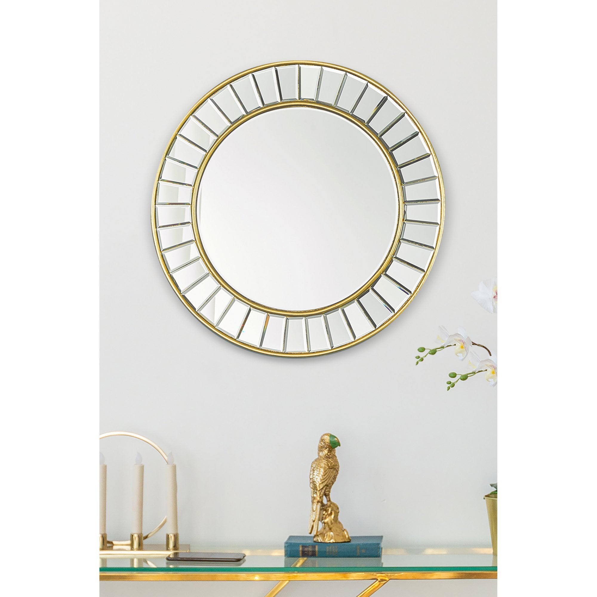 Clemence Round Mirror In Gold Leaf Finish 50cm LA3756122-Q