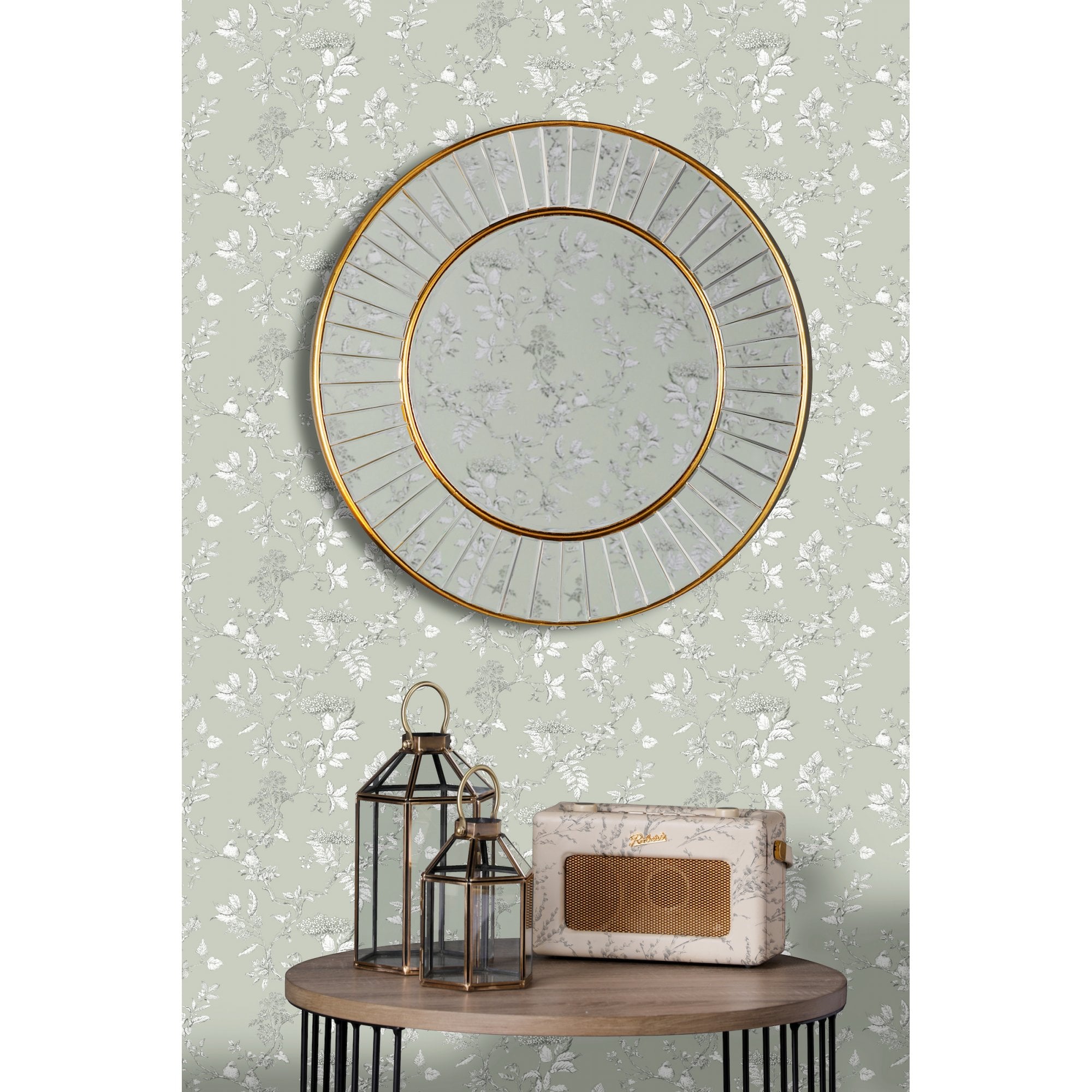 Clemence Round Mirror In Gold Leaf Finish 50cm LA3756122-Q