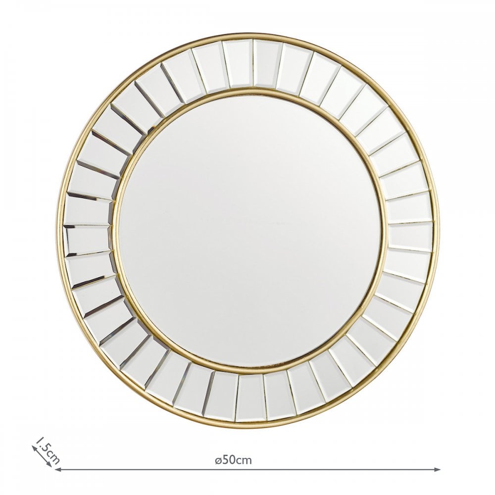 Clemence Round Mirror In Gold Leaf Finish 50cm LA3756122-Q