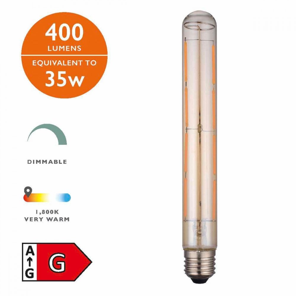 Vintage Dimmable Edison Screw LED Long Tube Lamp 6W 400LM 1800K
