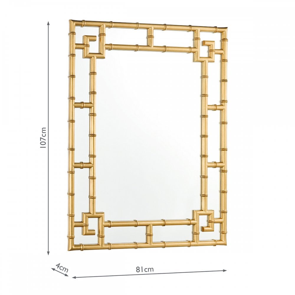 Shawford Rectangle Bamboo Mirror In Gold Finish LA3756030-Q