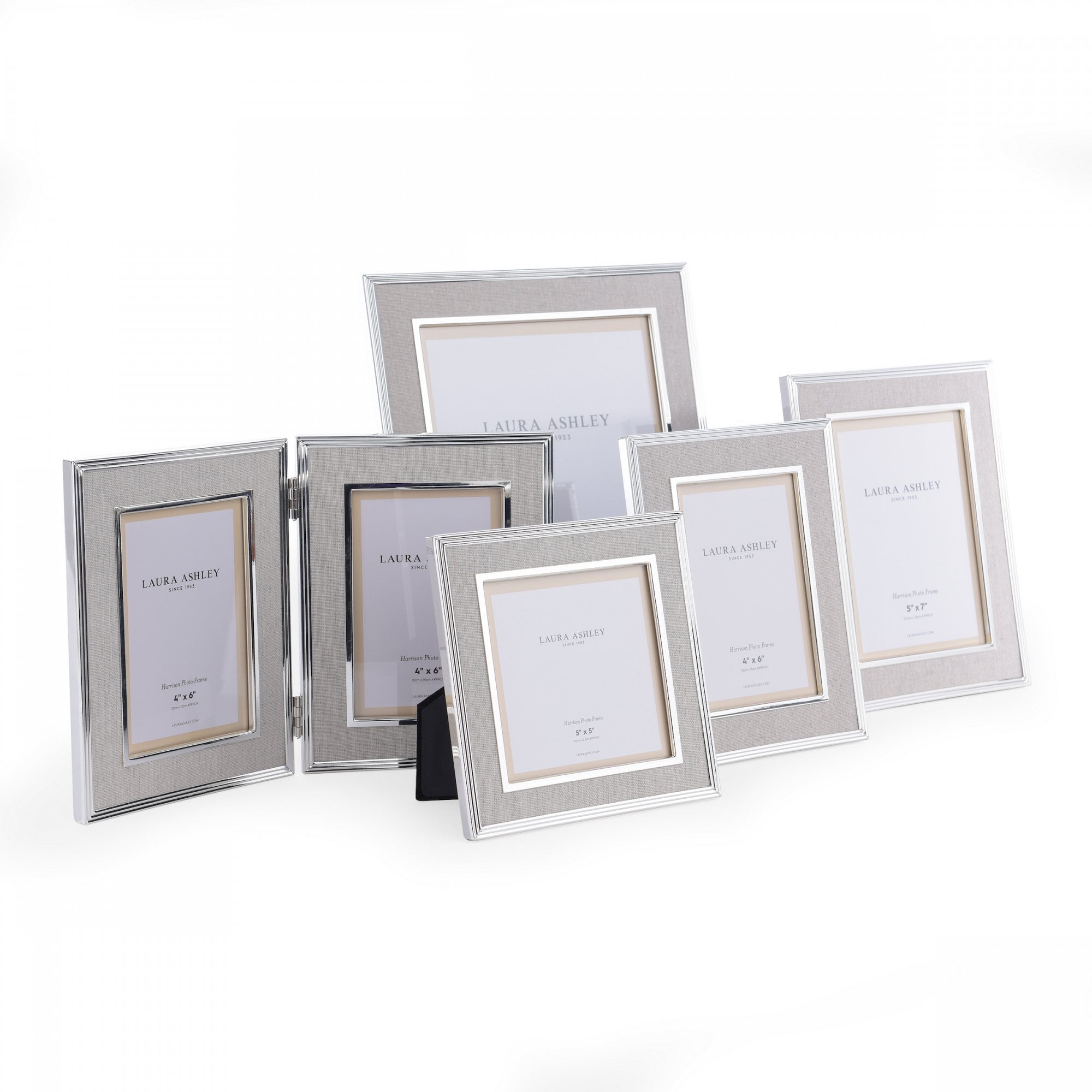Harrison Photo Frame In Silver Finish With Natural Linen 4x6 LA3587031-Q