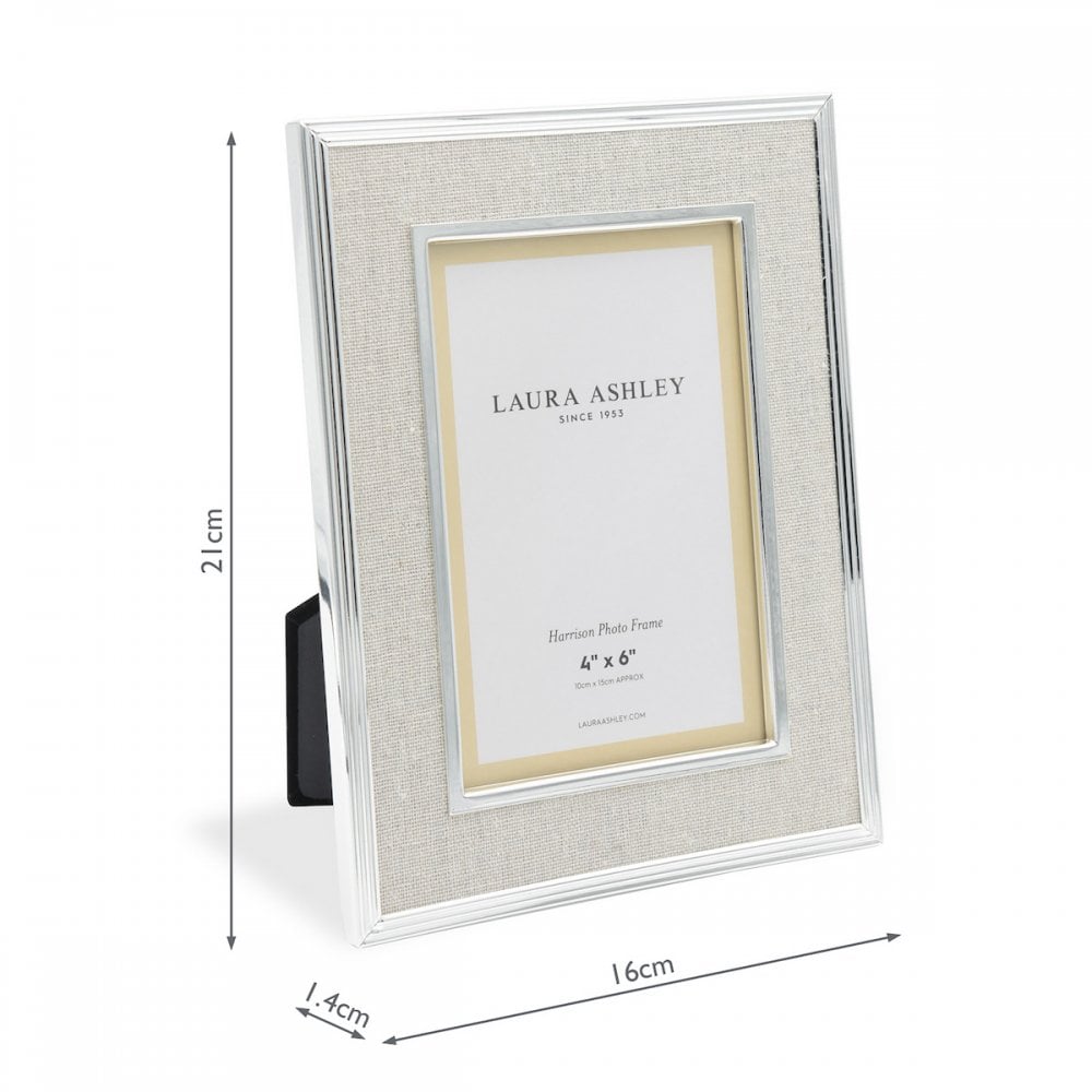 Harrison Photo Frame In Silver Finish With Natural Linen 4x6 LA3587031-Q