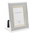 Harrison Photo Frame In Polished Silver Finish With Grey Linen Detail 4x6 LA3660303-Q