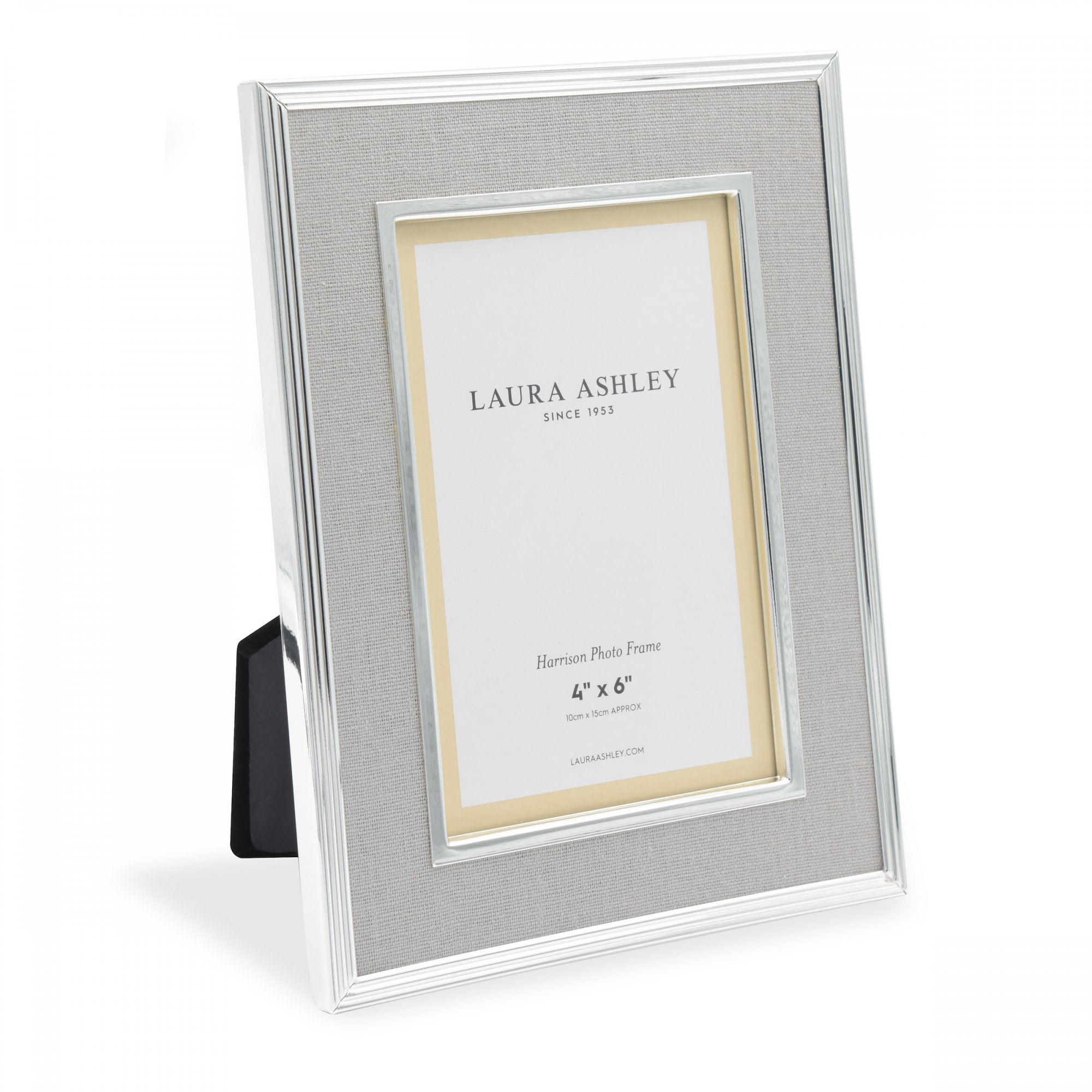 Harrison Photo Frame In Polished Silver Finish With Grey Linen Detail 4x6 LA3660303-Q