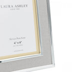 Harrison Photo Frame In Polished Silver Finish With Grey Linen Detail 4x6 LA3660303-Q