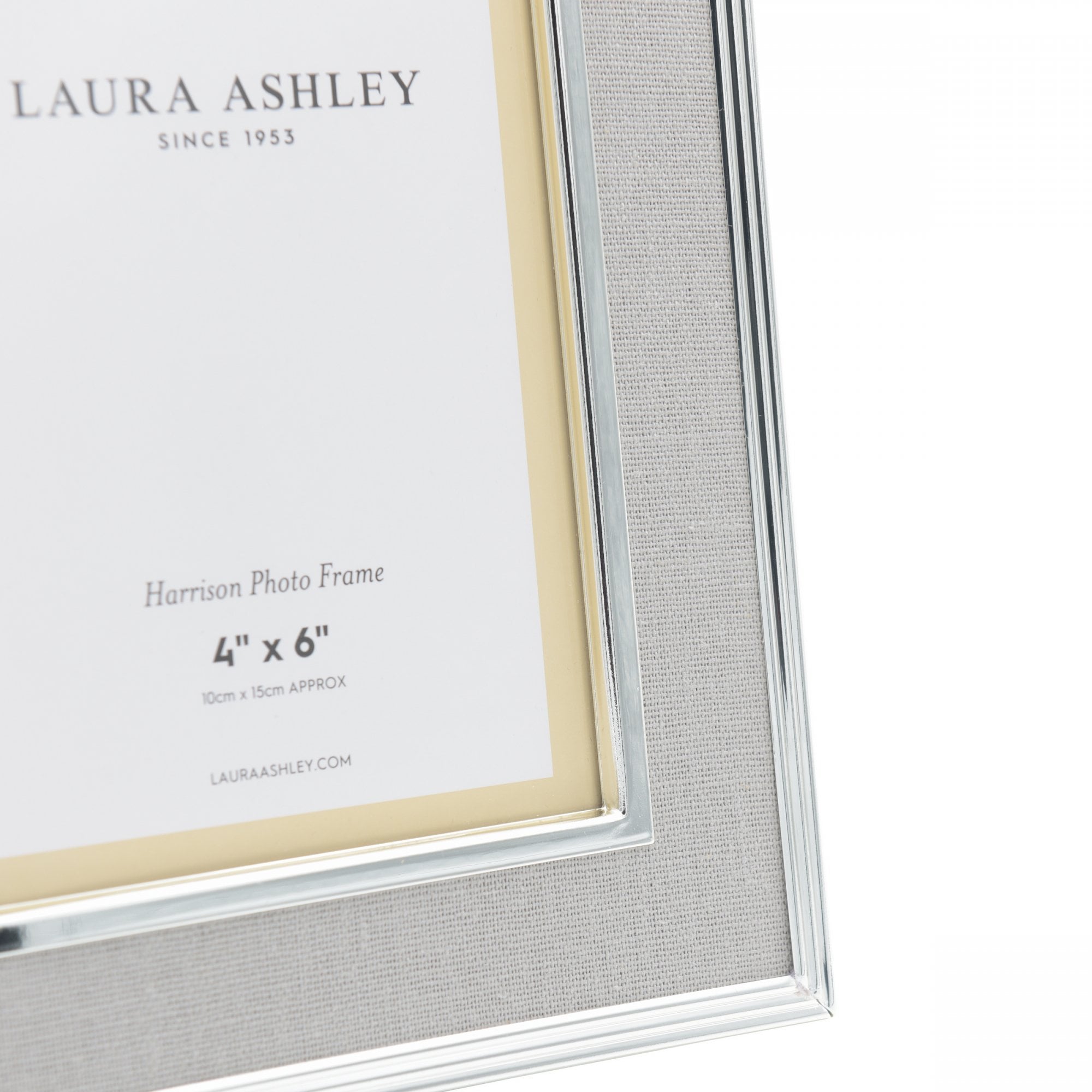 Harrison Photo Frame In Polished Silver Finish With Grey Linen Detail 4x6 LA3660303-Q