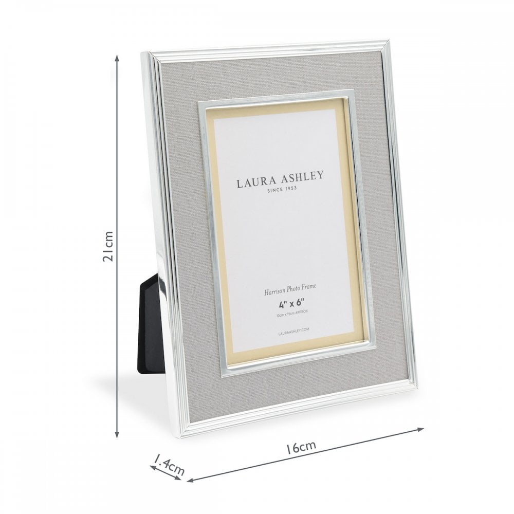 Harrison Photo Frame In Polished Silver Finish With Grey Linen Detail 4x6 LA3660303-Q