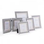 Harrison Photo Frame In Polished Silver Finish With Grey Linen Detail 4x6 LA3660303-Q
