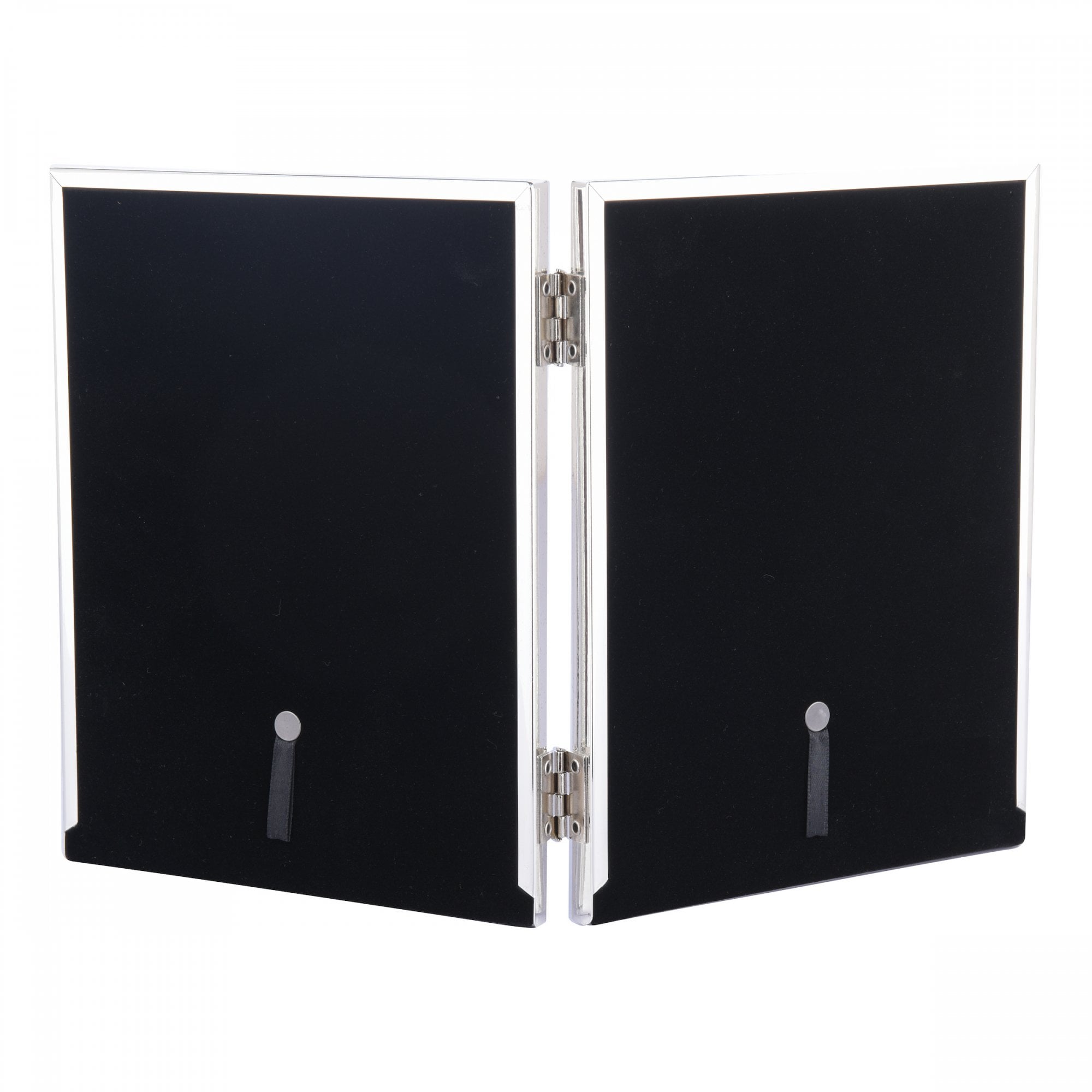 Harrison Double Photo Frame In Polished Silver Finish With Grey Linen Detail 4x6 LA3690957-Q