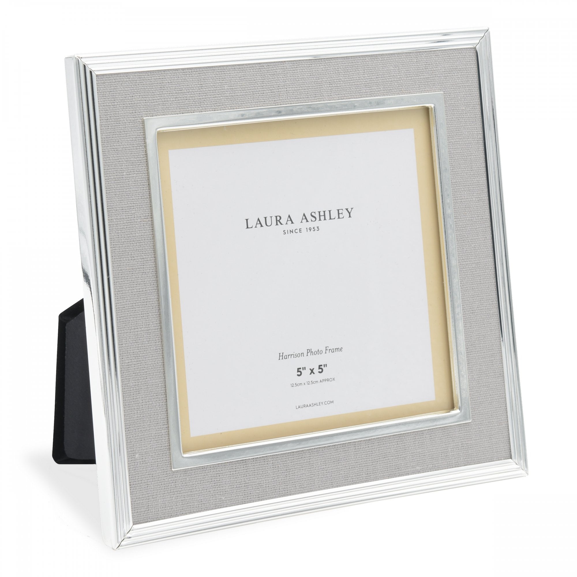 Harrison Square Photo Frame In Polished Silver With Grey Linen Detail 5x5 Inch LA3714876-Q