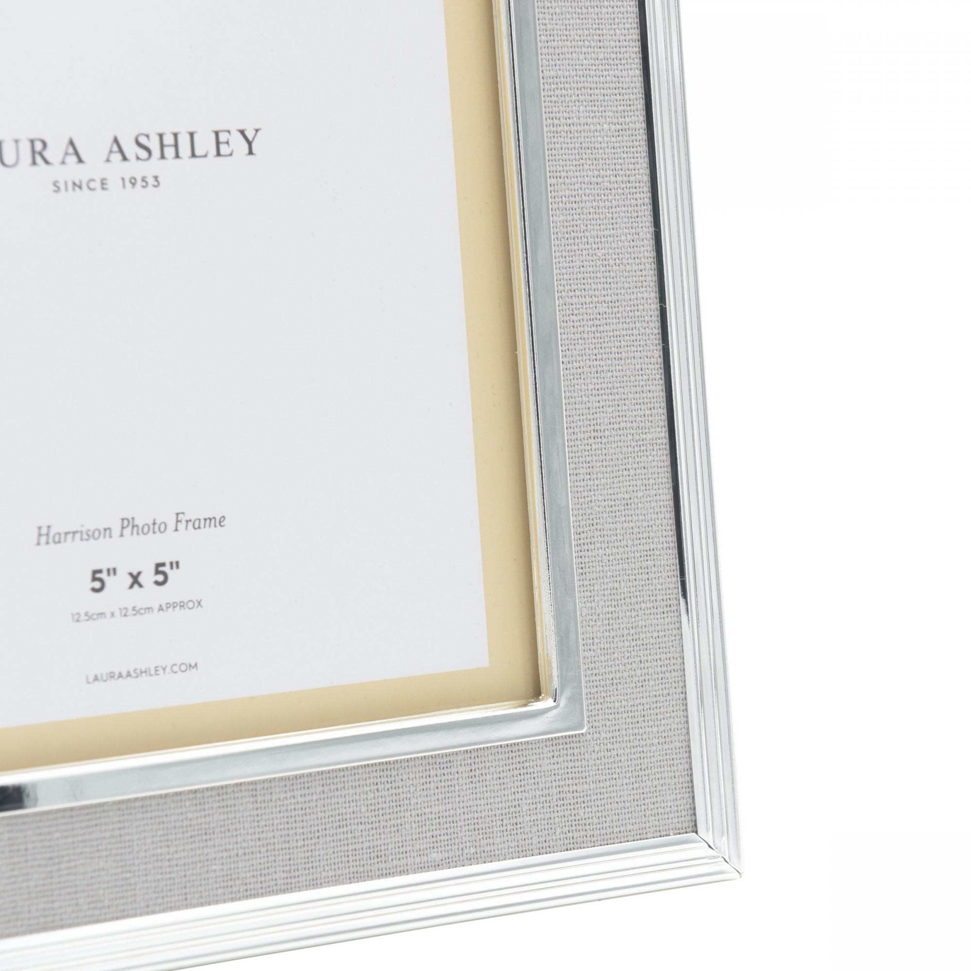 Harrison Square Photo Frame In Polished Silver With Grey Linen Detail 5x5 Inch LA3714876-Q