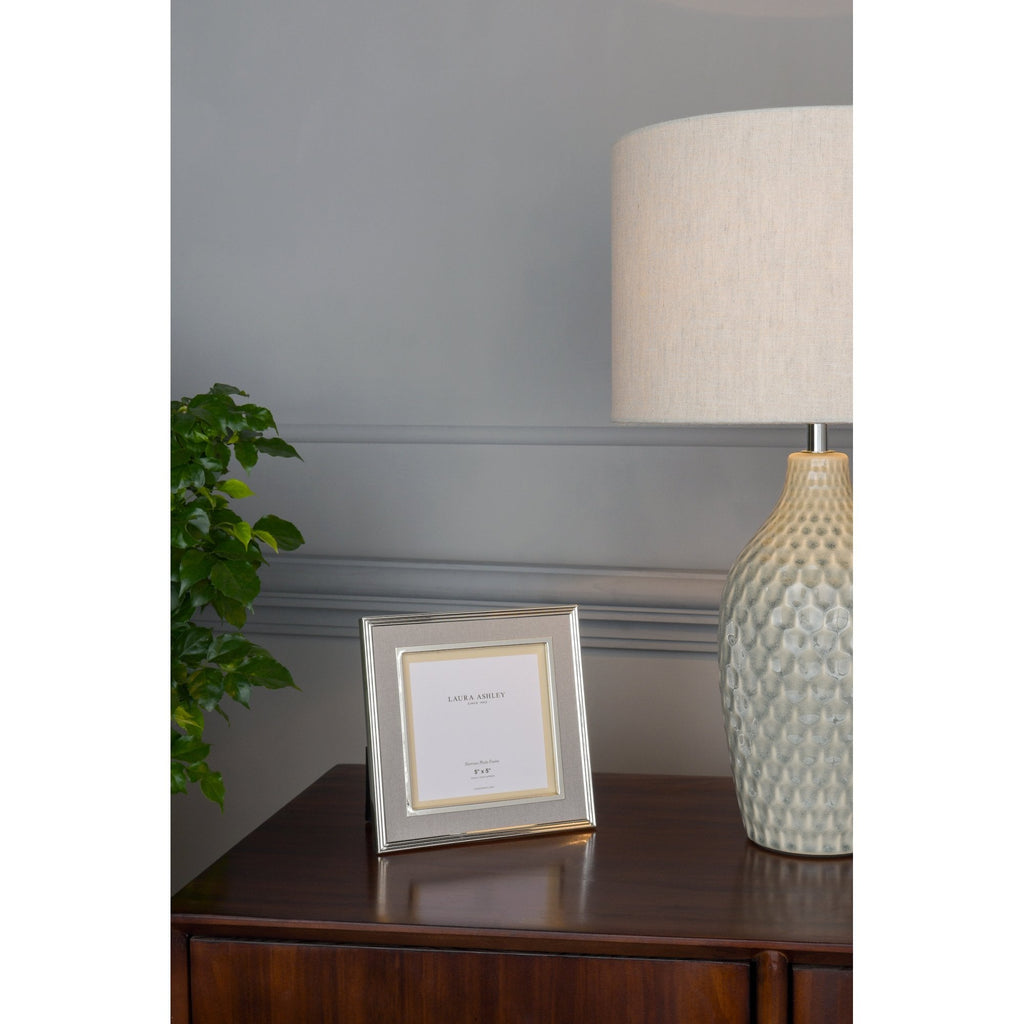 Harrison Square Photo Frame In Polished Silver With Grey Linen Detail 5x5 Inch LA3714876-Q