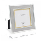Harrison Square Photo Frame In Polished Silver With Grey Linen Detail 5x5 Inch LA3714876-Q