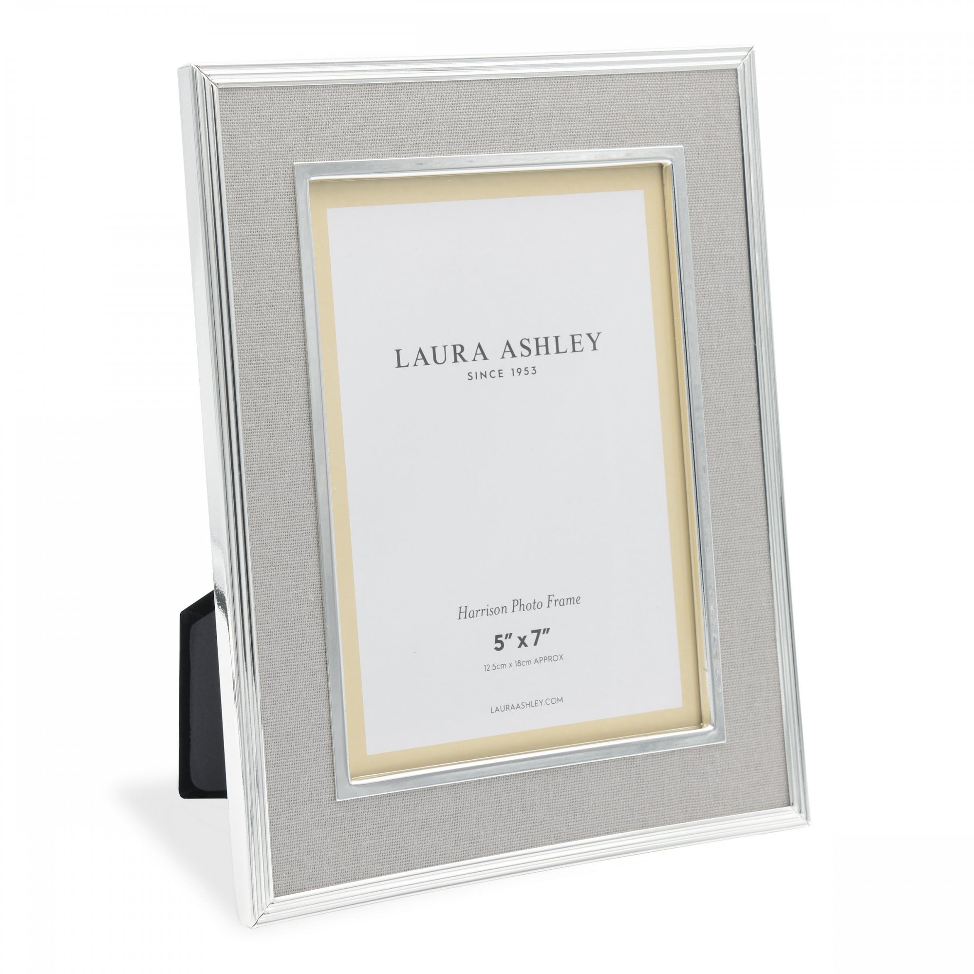 Harrison Photo Frame In Polished Silver Finish With Grey Linen Detail 5x7 Inch LA3733733-Q