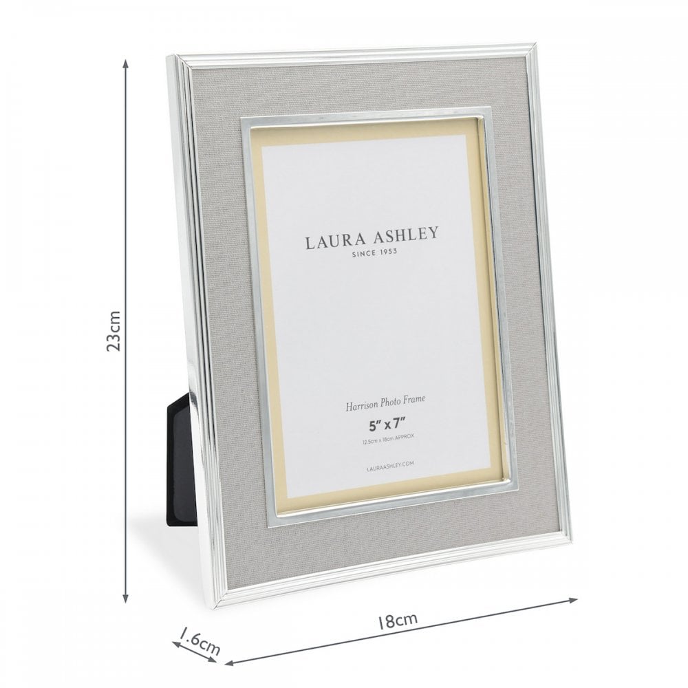Harrison Photo Frame In Polished Silver Finish With Grey Linen Detail 5x7 Inch LA3733733-Q