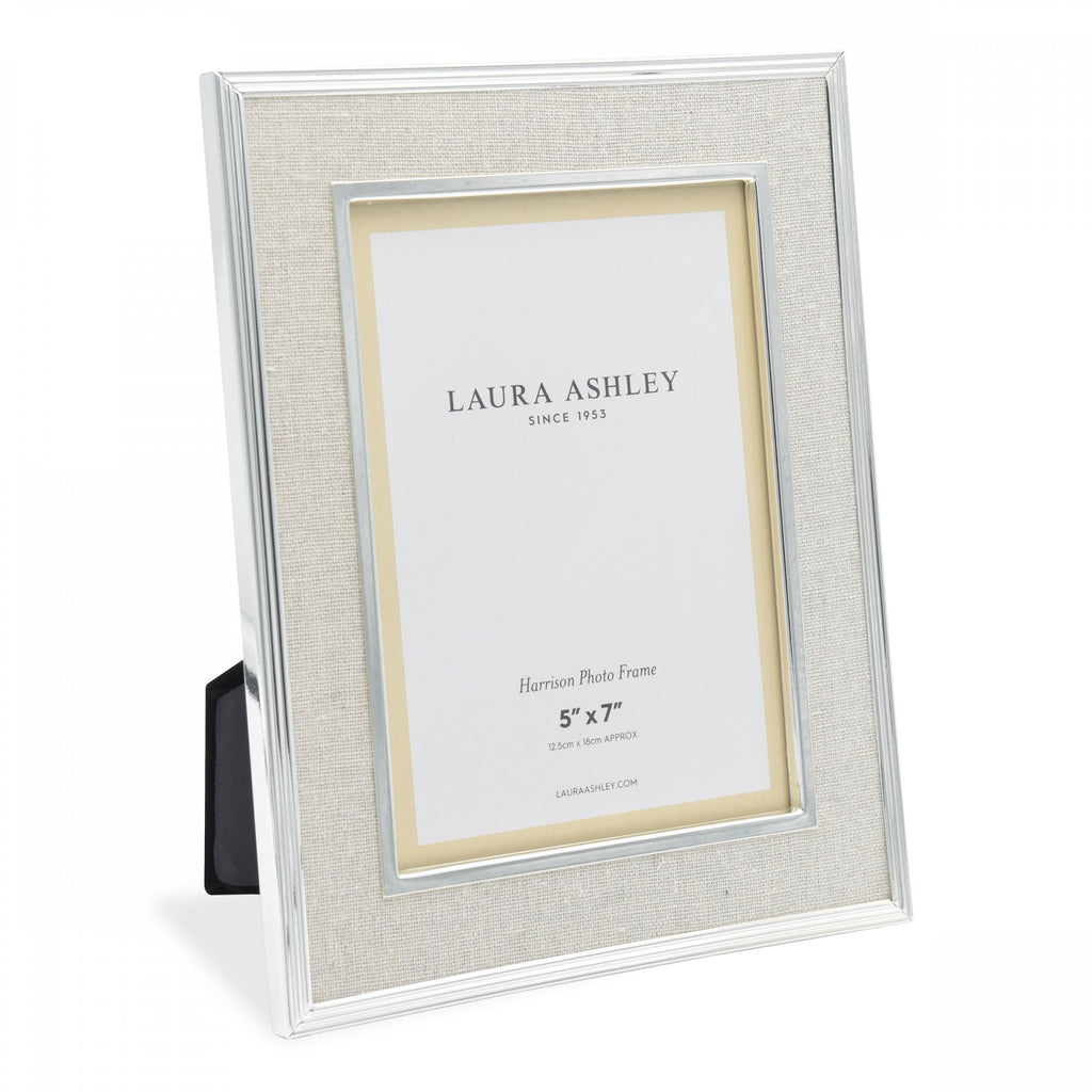 Harrison Photo Frame In Polished Nickel Finish With Natural Linen Detail 5x7 Inch LA3733734-Q