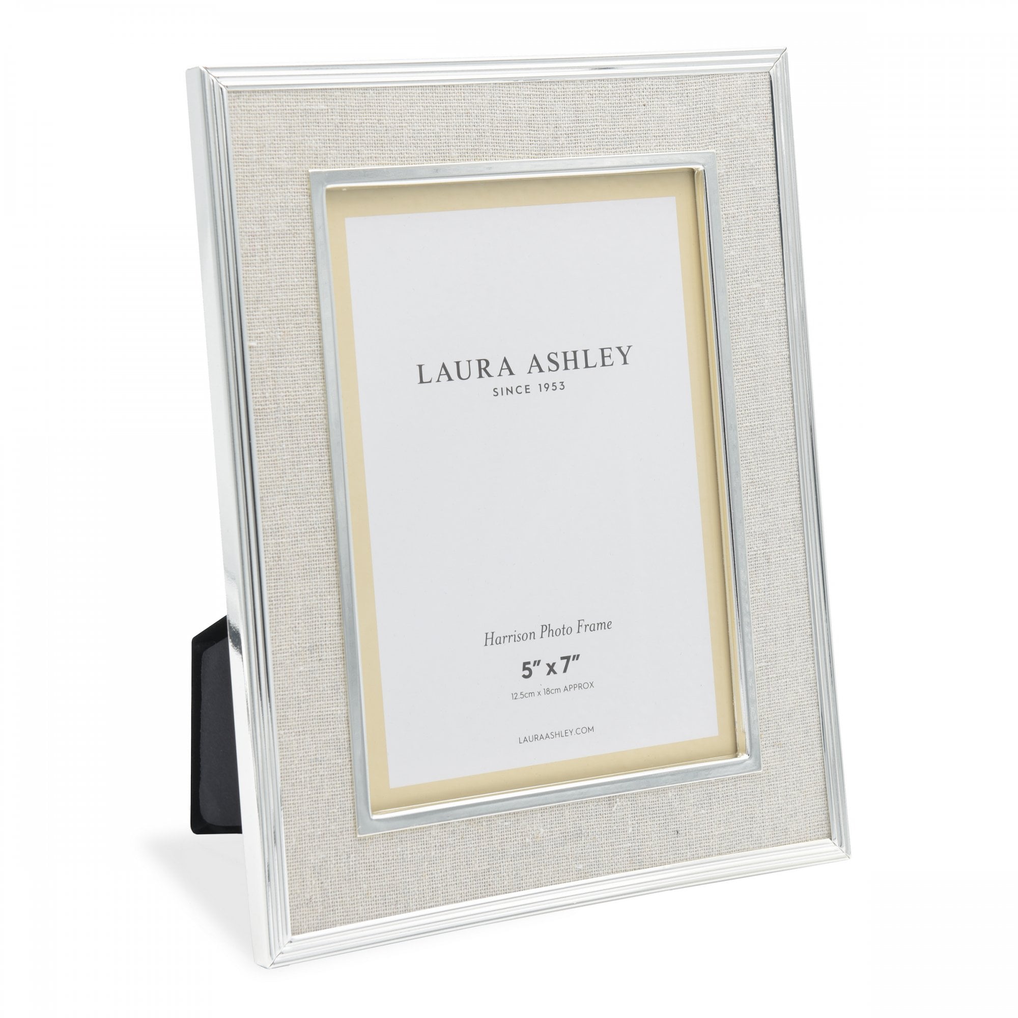Harrison Photo Frame In Polished Nickel Finish With Natural Linen Detail 5x7 Inch LA3733734-Q