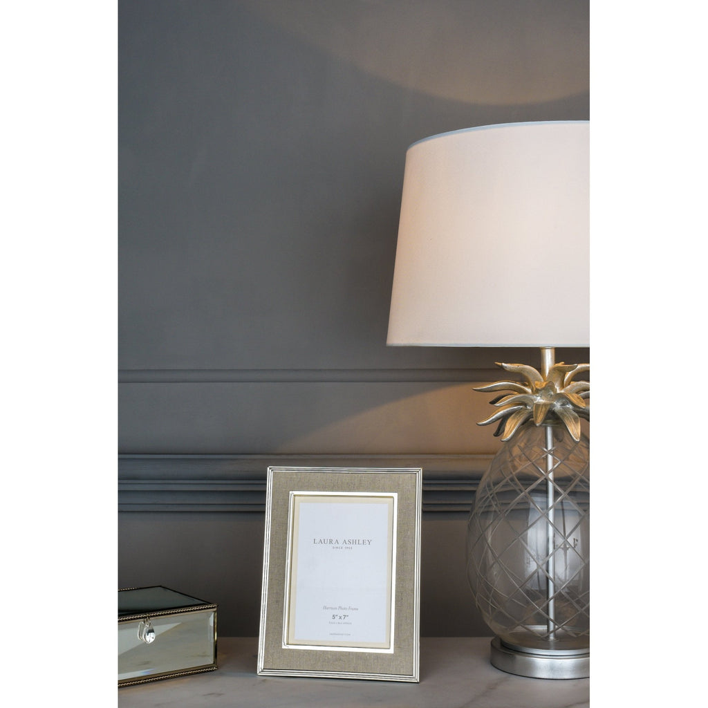 Harrison Photo Frame In Polished Nickel Finish With Natural Linen Detail 5x7 Inch LA3733734-Q