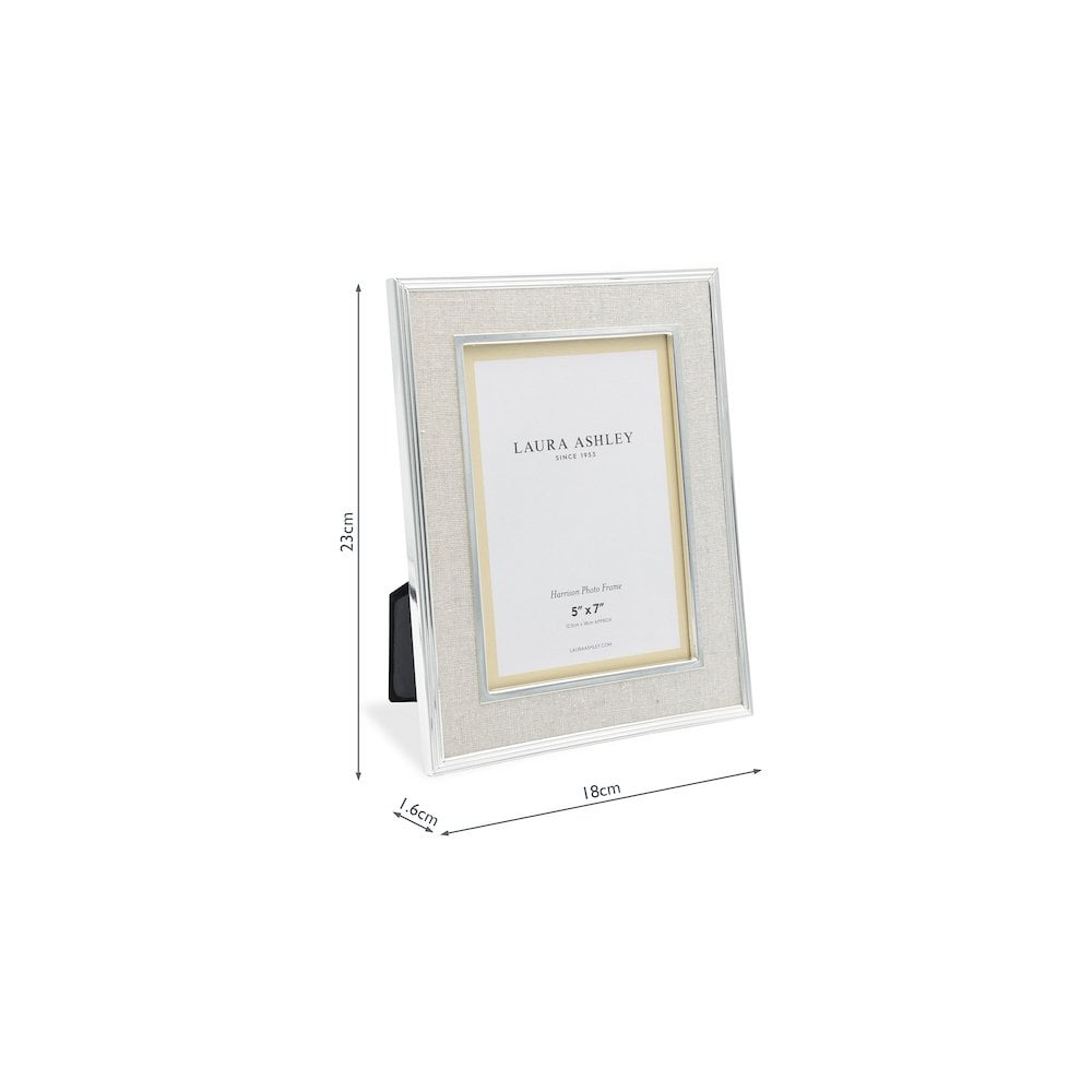 Harrison Photo Frame In Polished Nickel Finish With Natural Linen Detail 5x7 Inch LA3733734-Q