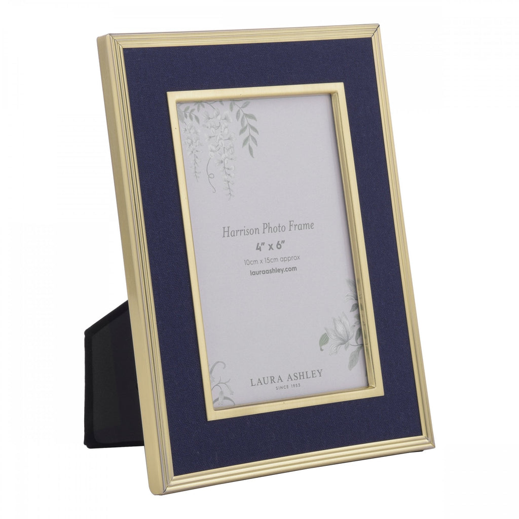 Harrison Photo Frame In Brushed Brass Finish With Blue Detailing 4x6" LA3756505-Q