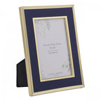 Harrison Photo Frame In Brushed Brass Finish With Blue Detailing 4x6" LA3756505-Q