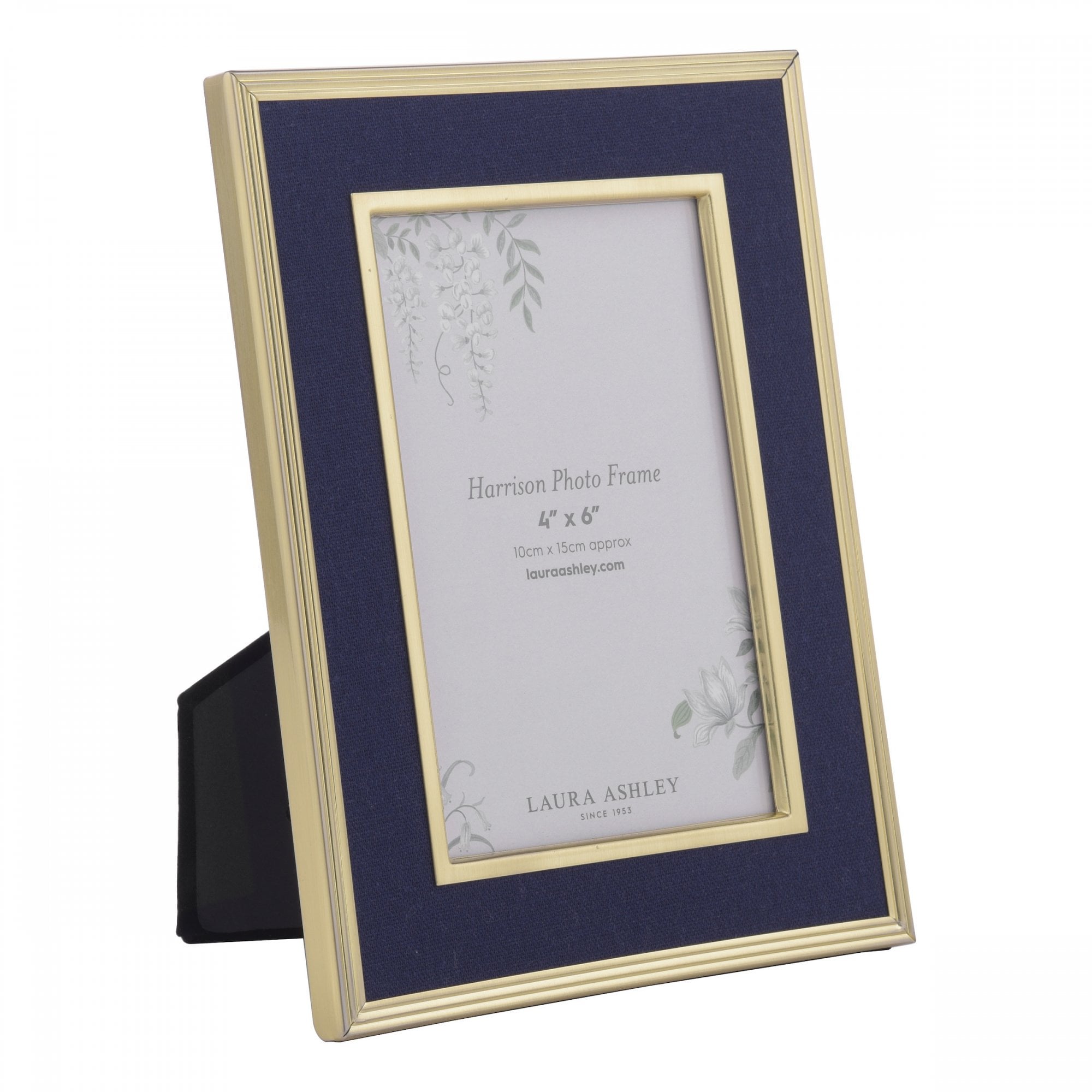 Harrison Photo Frame In Brushed Brass Finish With Blue Detailing 4x6" LA3756505-Q
