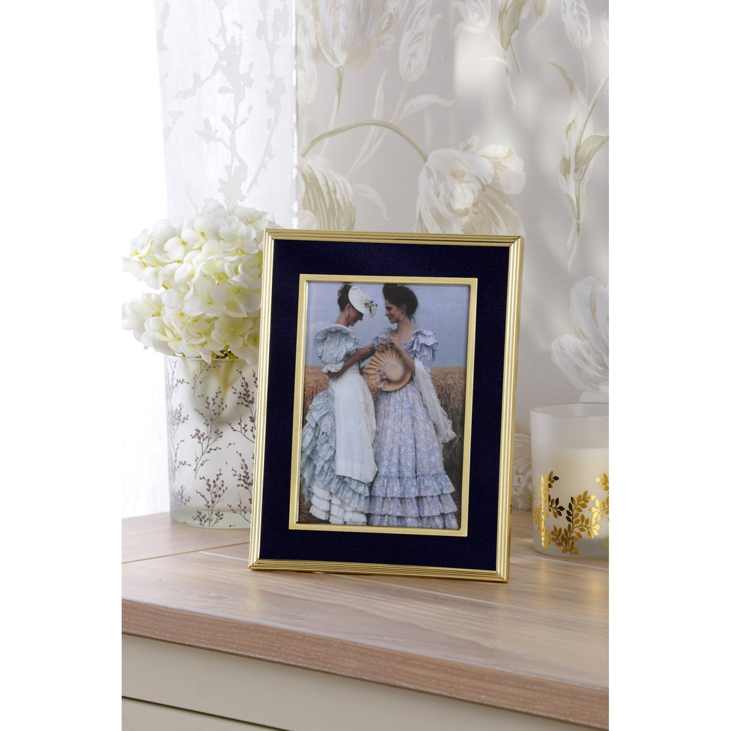 Harrison Photo Frame In Brushed Brass Finish With Blue Detailing 4x6" LA3756505-Q