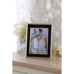 Harrison Photo Frame In Brushed Brass Finish With Blue Detailing 4x6" LA3756505-Q